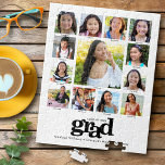 Studenten K-12 Photo Collage Modern Black White Pussel<br><div class="desc">Var stolt, gladd och visa den här milstolpen av din favoritgrad. Skapa den här eleganten, enkelt, modernt, personlig high school studenten K - 12 fotosamlingpussel för en keepsaké som du alltid uppskattar. En roligt, en lekfull bild av fet, grafik, svart typografi, tillsammans med deras namn, klassår, skola och 13 foton...</div>