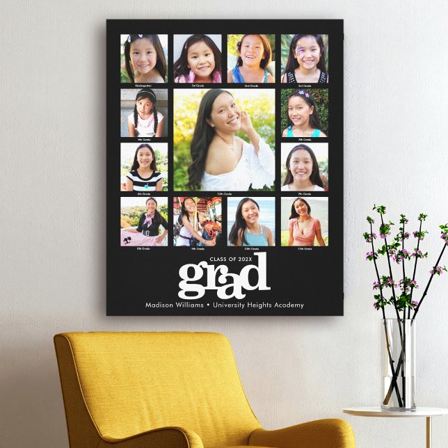 Studenten K-12 Photo Collage Modern Bold Black Canvastryck (Skapare uppladdad)