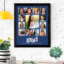 Studenten K-12 Photo Collage Modern Bold Blue