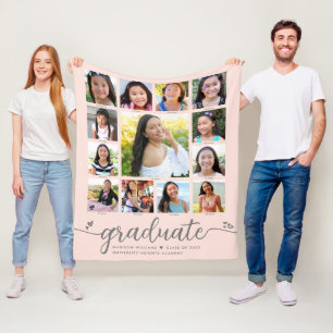 Studenten K-12 Rosa Script Photo Collage Fleecefilt