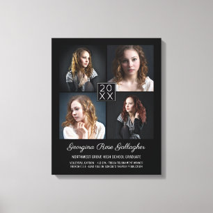 Studenten Keepsakes Modern Photo Collage Classy Bk Canvastryck