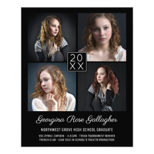 Studenten Keepsakes Modern Photo Collage Classy Bk Fototryck