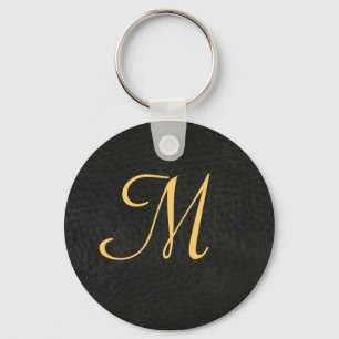 Studenten Keychain för Monogramsvartläder Nyckelring