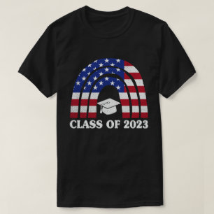Studenten-klass 2023 Rainbow US American Flagga T Shirt