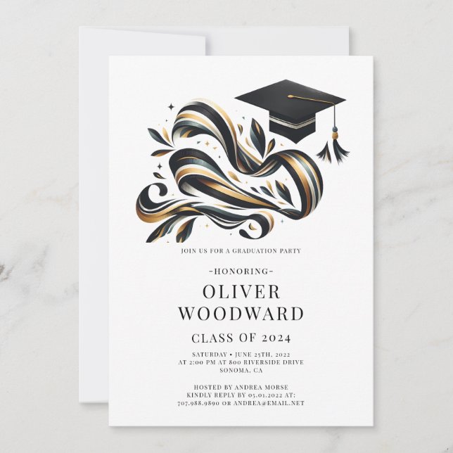 Studenten-klass 2024 illustration Grad Party Inbjudningar (Framsida)