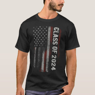 Studenten-klass 2024 Vintage USA amerikanska Flagg T Shirt