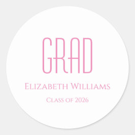 Studenten-klass 2025 enkel Rosa-typografi Runt Klistermärke