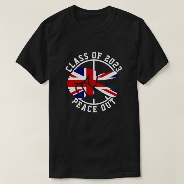 Studenten-klass 2025: Peace out UK Student T Shirt (Design framsida)
