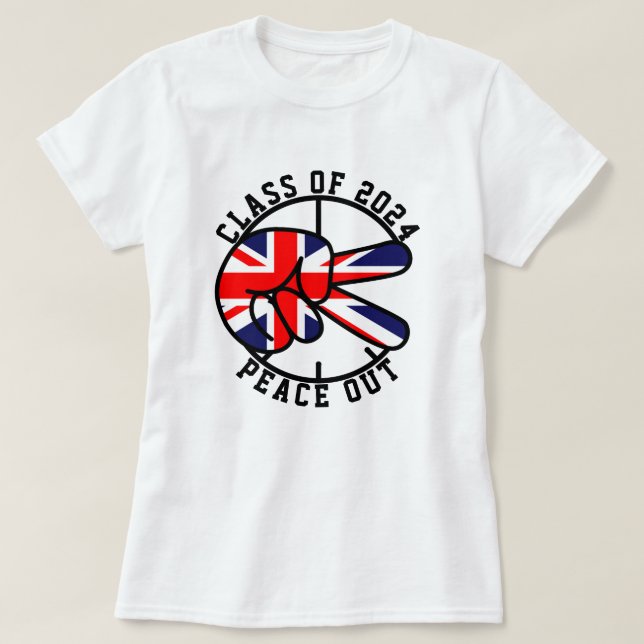 Studenten-klass 2025: Peace out UK Student T Shirt (Design framsida)