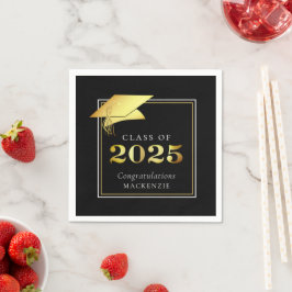 Studenten-klass 2025 Svarta Guld-Personligen Pappersservett