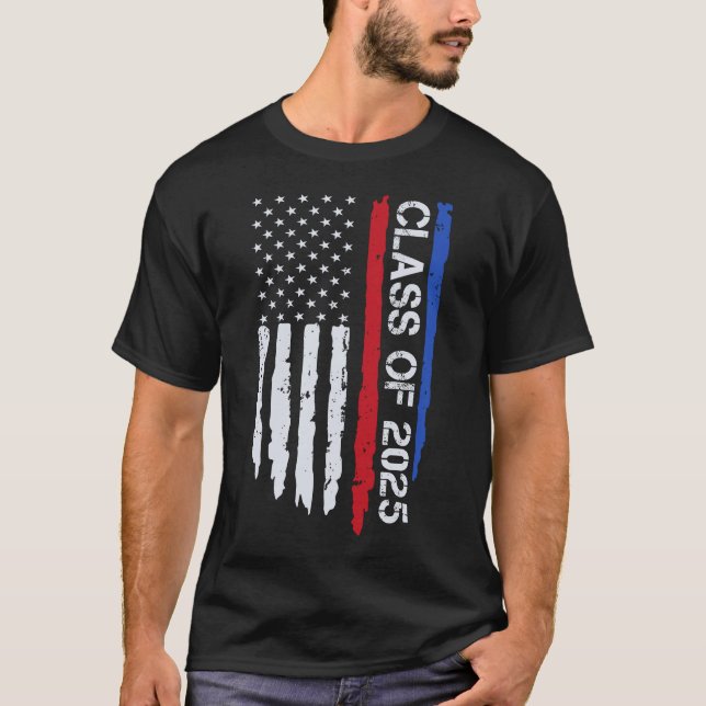Studenten-klass 2025: USA:s högsta Flagga T Shirt (Framsida)