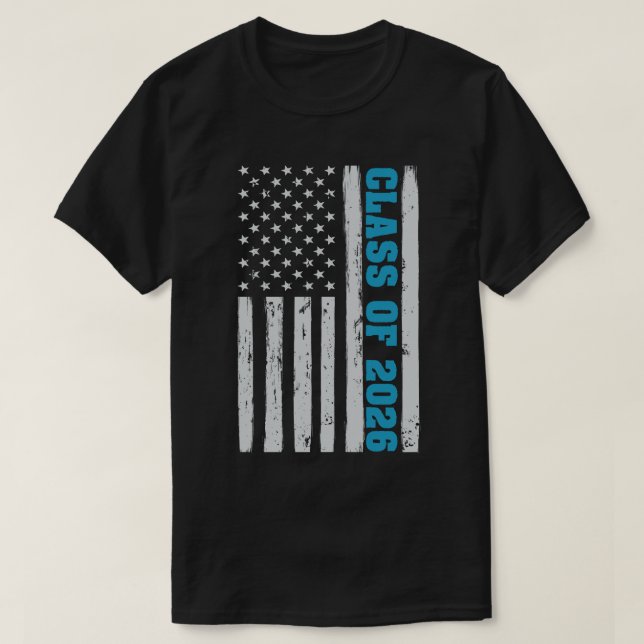 Studenten-klass 2026: USA:s högsta Flagga T Shirt (Design framsida)