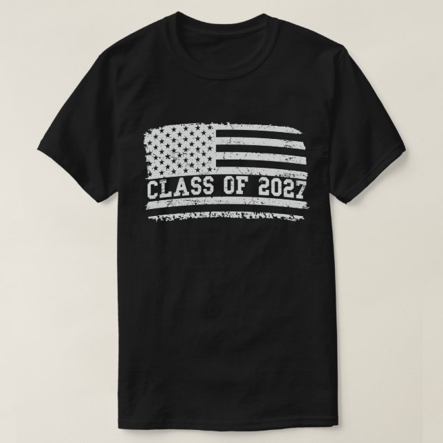 Studenten-klass 2027: USA:s högsta Flagga T Shirt (Design framsida)