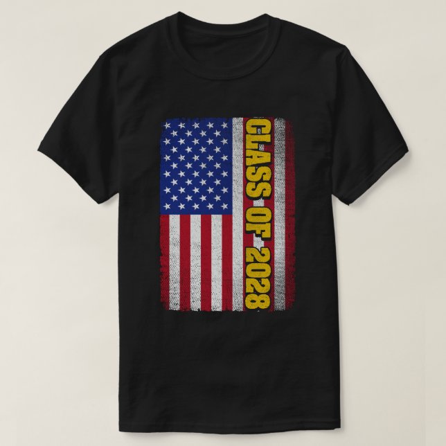 Studenten-klass 2028: USA:s högsta Flagga T Shirt (Design framsida)