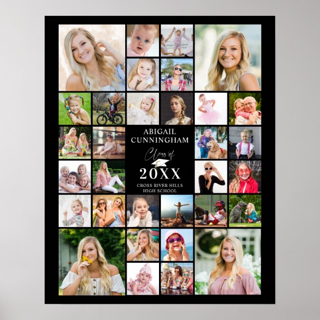 Studenten klass År 32 Fotokollage din Färg Poster (Framsidan)