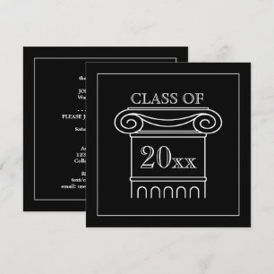 Studenten, klass År, Elegant Modern svart vit Inbjudningar