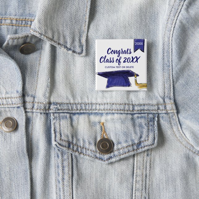 Studenten-klass av 20XX Anpassningsbar för blå Gra Knapp (In Situ)