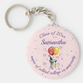 Studenten Klass av Vin i Bubbelmousserande Rosa Nyckelring