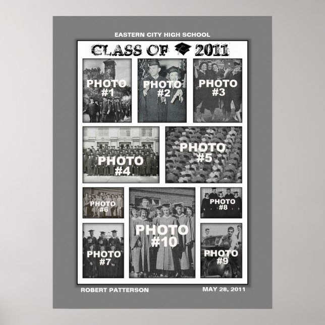 Studenten klass för 2011 Photo Collage 3 Poster (Framsidan)