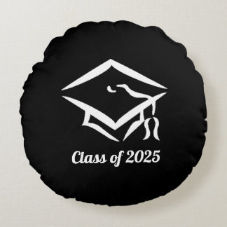 Studenten-klass för 2025 BLKWHT-anpassningsår Rund Kudde