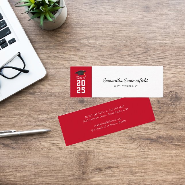 Studenten-klass för 2025 Elegant Grad-samtal Mini Visitkort (Graduation Class of 2025 Elegant Grad Calling Mini Business Card)