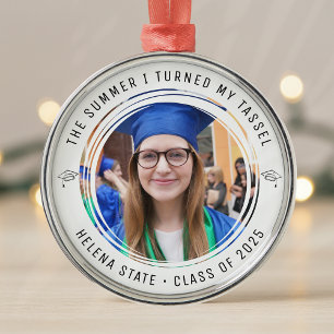 Studenten-klass för 2025 Photo Keepsaké Julgransprydnad Metall