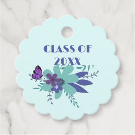 Studenten-klass för 20XX Blommigt Blue Lila Gåvor Etiketter