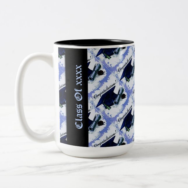 Studenten-klass Sockel & Diploma Blue Mugg (Vänster)