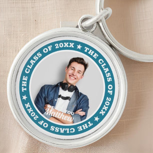 Studenten Klassen 20XX Modern Anpassningsbar Photo Rund Silverfärgad Nyckelring