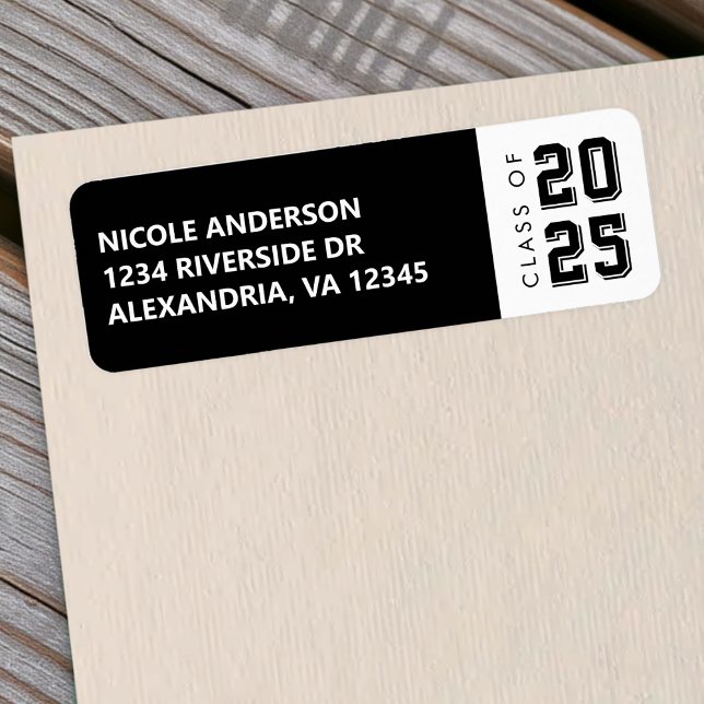 Studenten-klassen Black Returadress Etikett (Graduation Class of Label
)