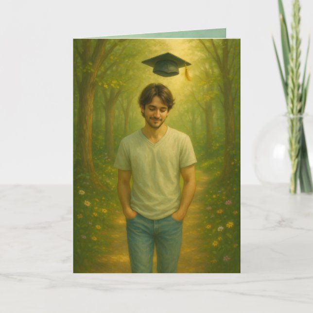Studenten-kort med anpassningsbar och  med brun hå tack kort (Framsida)