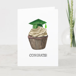 Studenten-kort, vattenfärgshölje med cupkaka helgkort