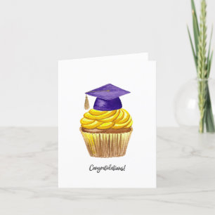 Studenten-kort, vattenfärgshölje med cupkaka helgkort