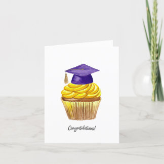 Studenten-kort, vattenfärgshölje med cupkaka helgkort