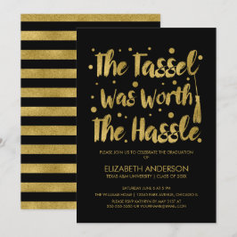 Studenten-kortet guld & Black Tassel Inbjudningar
