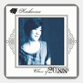 Studenten-kvadratstreck Lägg till bild 1 Fyrkantigt Klistermärke