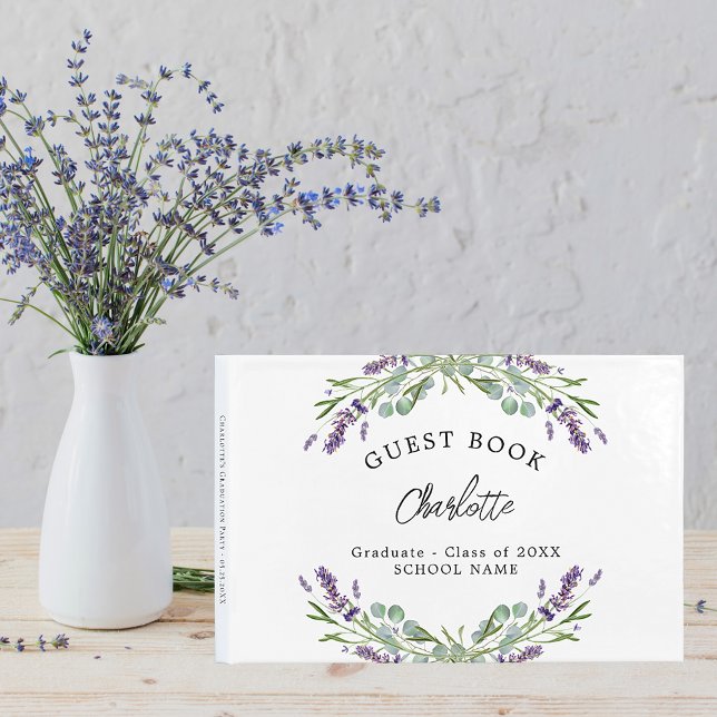 Studenten lavender violetta blommigtar eucalyptus gästböcker (Skapare uppladdad)