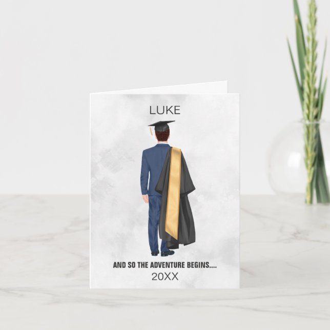 Studenten Leavers Gown & Cap Man Helgkort (Framsida)