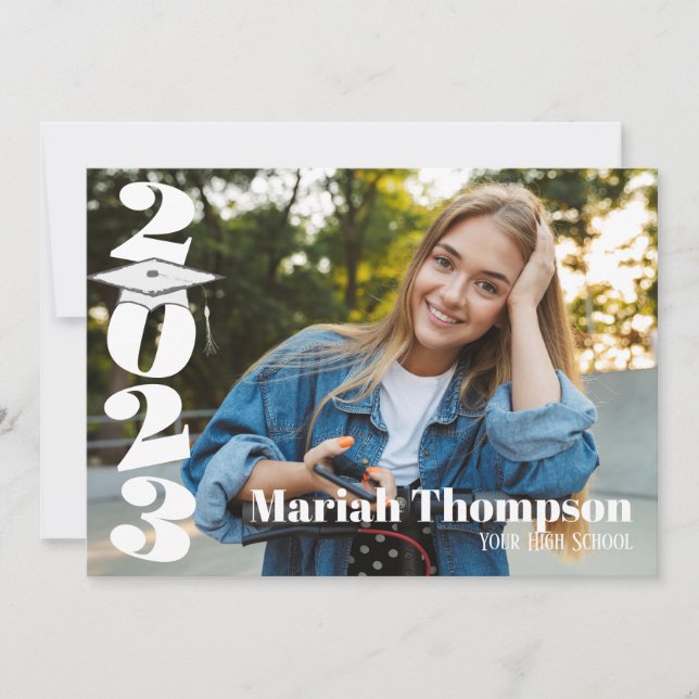 Studenten Lila Photo Simple Class of 2023 QR Inbjudningar (Framsida)