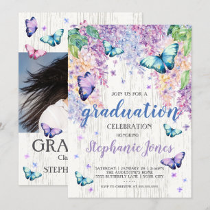 Studenten Lilacs- och fjärilsinbjudan Inbjudningar