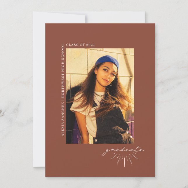 Studenten Line Art Terracotta Student Photo Meddelande (Framsida)