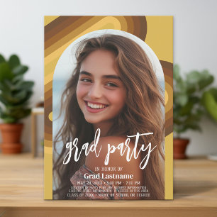 Studenten Lodrät Photo - Grad Party Script Guld Inbjudningar