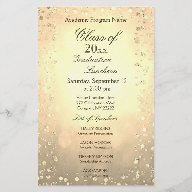 Studenten Luncheon Guld Confetti (Framsida)