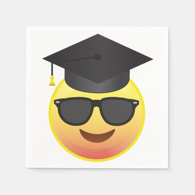 Studenten Lycklig Sunglass Emoji Party Napkins Pappersservett (Framsidan)
