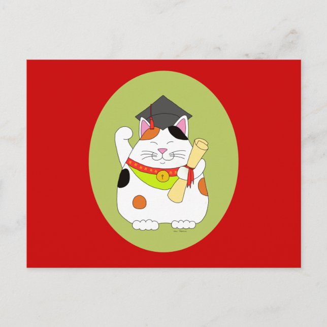 Studenten Maneki Neko Meddelande Vykort (Framsida)