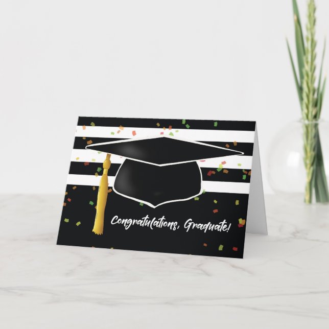 Studenten med kap och svart, vitt Rand Kort (Framsida)