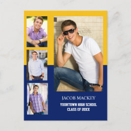 Studenten Meddelande 4 Photo Collage Blue Guld