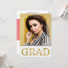 Studenten-meddelande Faux Guld Lodrät Photo Inbjudningar