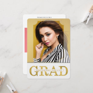 Studenten-meddelande Faux Guld Lodrät Photo Inbjudningar