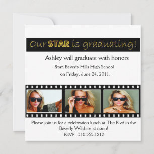 Studenten meddelande Hollywood Star Guld Inbjudningar